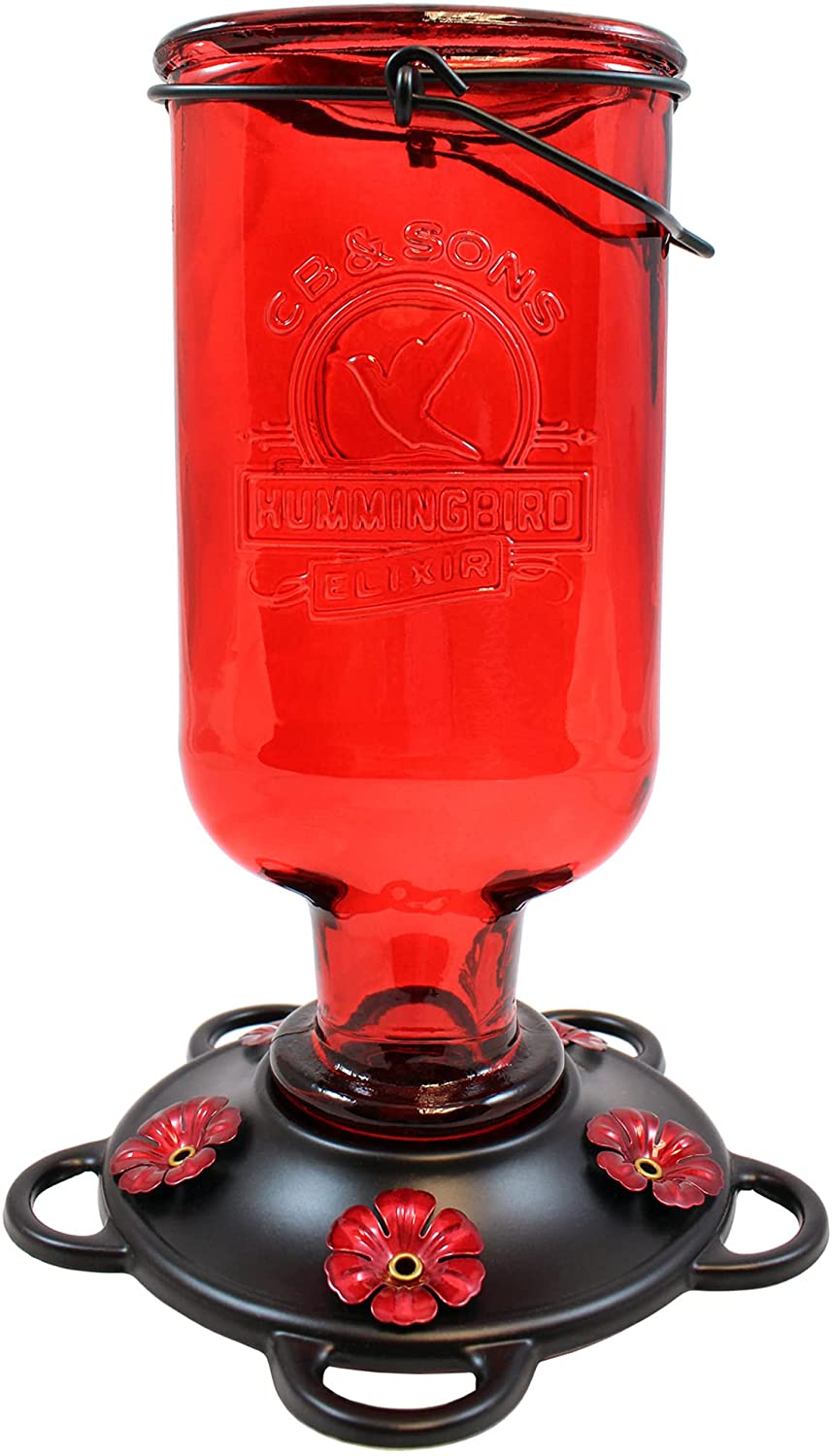 Red Elixir Glass Hummingbird Feeder 13oz