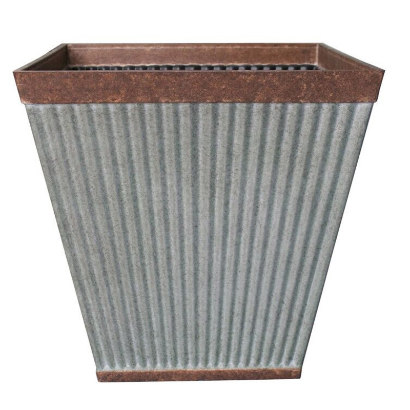 SOUTHERN PATIO PLANTER FLOWER POT, RUSTIC GALVANIZED COLLECTION