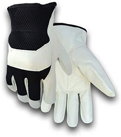 GOLDEN STAG WORK GLOVES, MESH BACK COWHIDE