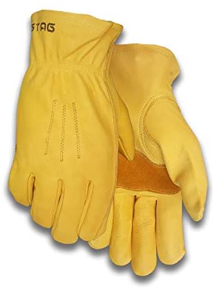 GOLDEN STAG WORK GLOVES, COWHIDE, PALM PATCH