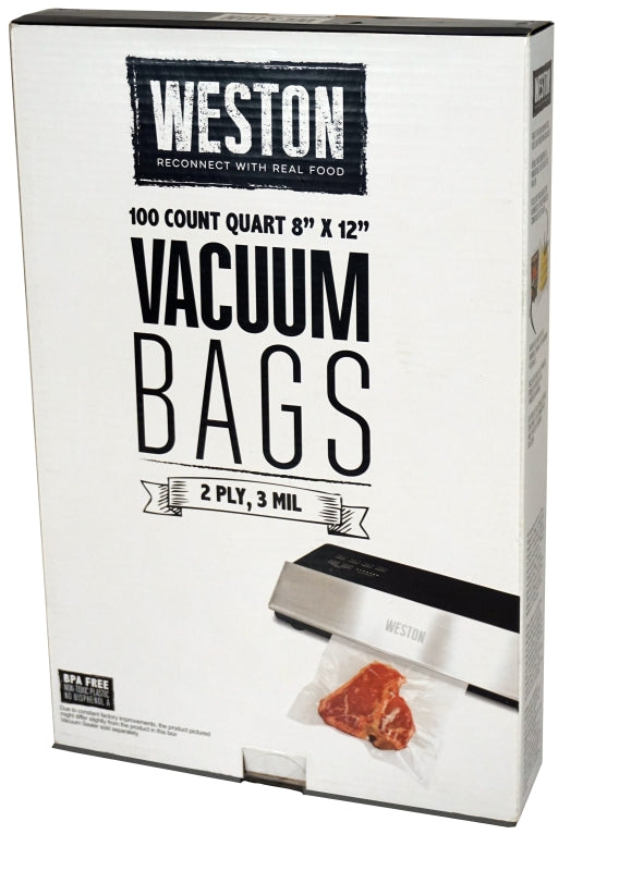 Weston Vacuum Sealer Bags, Plastic, Clear 8x12 100pk