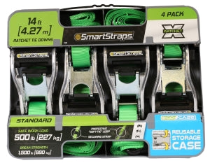 SmartStrap Tie-Downs 1"X14ft, Green Ratchet Straps