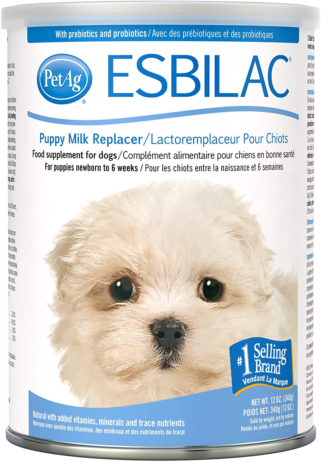 PetAg Esbilac Powder Milk Replacer for Puppies and Dogs with Prebiotics and Probiotics 12oz