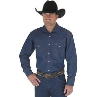 WRANGLER DENIM LONG SLEEVE SHIRT WITH PEARL SNAPS