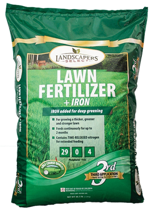 LANDSCAPER'S SELECT LAWN FERTILIZER WITH IRON 29-0-4 5000 SQFT, 16LB BAG