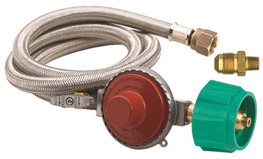 Bayou Classic Hose and Regulator, 3/8 in Connection, 48 in L Hose, Stainless Steel