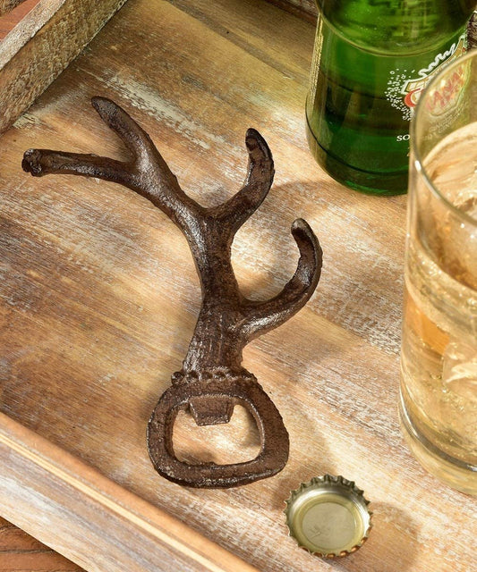 Giftcraft Cast Iron Antler Design Bottle Opener, 6.25-inch Height, Brown