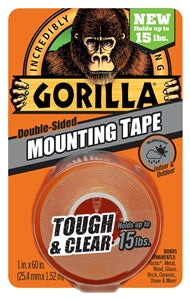 GORILLA TOUGH & CLEAR DOUBLE SIDED MOUNTING TAPE 60IN