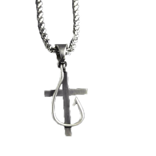 TWISTER HOOK AND CROSS NECKLACE