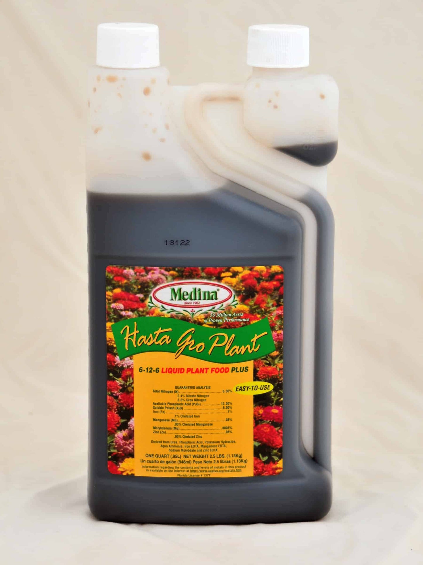 MEDINA HASTA GRO PLANT FOOD 6-12-6 LIQUID FERTILIZER