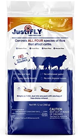 Champion USA JustiFLY Feedthrough Cattle Fly Control, Single | Non-Toxic Larvicide. Controls All Four Fly Species That Affect Cattle