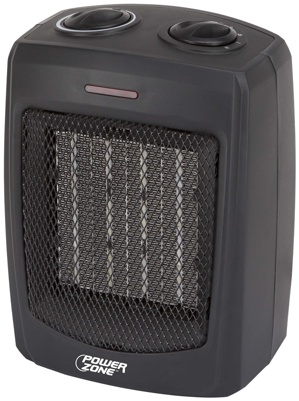 PowerZone Portable Electric Heater, 1500W Heating, 2-Heat Setting, Black