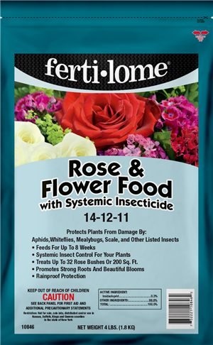 FERTILOME ROSE AND FLOWER FOOD WITH SYSTEMIC INSECTICIDE 4LB