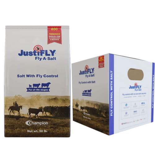 Champion USA JustiFLY Feedthrough Cattle Fly Control Block | Non-Toxic Larvicide. Controls All Four Fly Species That Affect Cattle